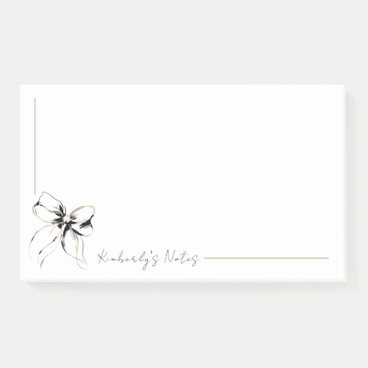 Whimsical Black Bow Full Name or Couple's Names Post-it® Notes (Voorkant)