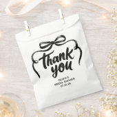 Whimsical Black Bow Handwritten Bridal Thank You Bedankzakje (Geknipt)