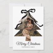 Whimsical Black Bow Kerstboom Foto Lijst Feestdagenkaart (Voorkant)