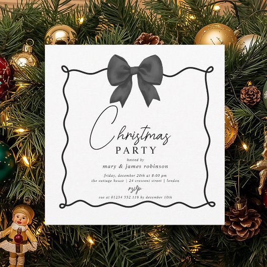 Whimsical Black Bow kerstfeest Kaart