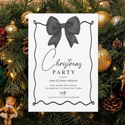Whimsical Black Bow kerstfeest Kaart
