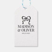 Whimsical Black Bow Monogram Thank You Wedding Cadeaulabel (Voorkant)