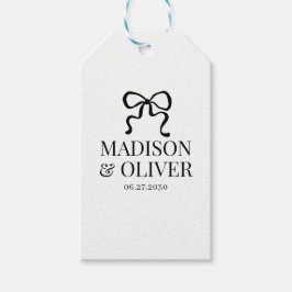 Whimsical Black Bow Monogram Thank You Wedding Cadeaulabel