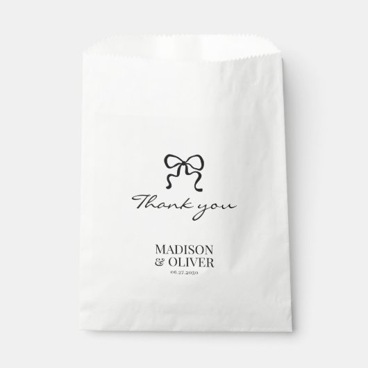 Whimsical Black Bow Monogram Wedding Thank you Bedankzakje (Voorkant)