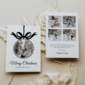 Whimsical Black Bow Ornament Foto Lijst Kerst Feestdagenkaart