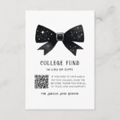 Whimsical Black Bow QR Code College Fund Informatiekaartje (Voorkant)