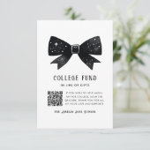 Whimsical Black Bow QR Code College Fund Informatiekaartje (Staand voorkant)