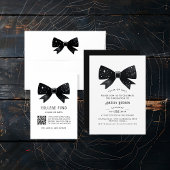 Whimsical Black Bow QR Code College Fund Informatiekaartje