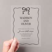 Whimsical Black Bow Tie Wedding Acryl Uitnodigingen (Insitu (Draagbaar))