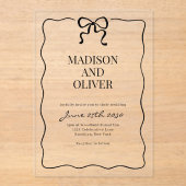 Whimsical Black Bow Tie Wedding Acryl Uitnodigingen (Voorkant)