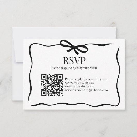 Whimsical Black Bow Tie Wedding QR Code Rsvp (Voorkant)