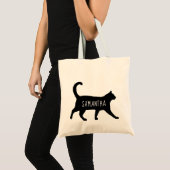 Whimsical Black Cat Aangepast met Jouw naam Tote Bag (Voorkant (product))