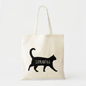 Whimsical Black Cat Aangepast met Jouw naam Tote Bag (Voorkant)