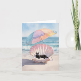 Whimsical Black Cat Beach Kaart