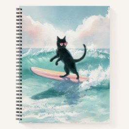 Whimsical Black Cat Beach Notitieboek