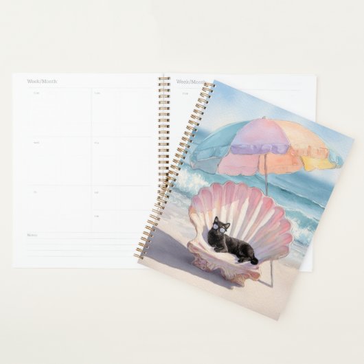Whimsical Black Cat Beach Planner (Display)