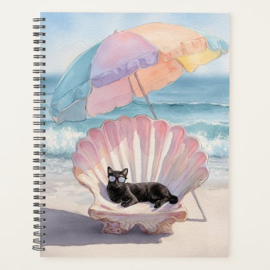 Whimsical Black Cat Beach Planner (Voorkant)