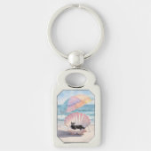 Whimsical Black Cat Beach Sleutelhanger (Voorkant)