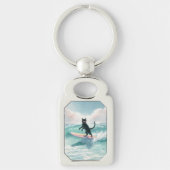 Whimsical Black Cat Beach Sleutelhanger (Voorkant)