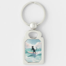 Whimsical Black Cat Beach Sleutelhanger