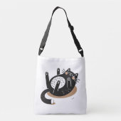 Whimsical Black Cat Black Cat Sleeping Belly Up Crossbody Tas (Achterkant)