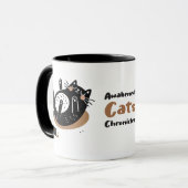 Whimsical Black Cat Black Cat Sleeping Belly Up Mok (Voorkant links)