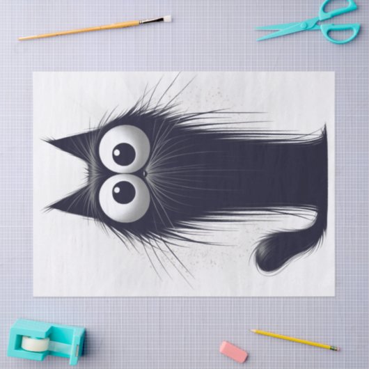 Whimsical Black Cat Cartoon Tissuepapier (Craft)