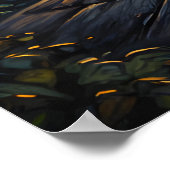 Whimsical Black Cat & Celestial Town Wall Art  Poster (Hoek)