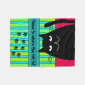 Whimsical Black Cat Fleece Blanket (Voorkant (Horizontaal))