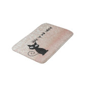 Whimsical Black Cat Glittery Wake up and make-up Badmat (Gekanteld)