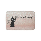 Whimsical Black Cat Glittery Wake up and make-up Badmat (Voorkant)