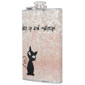 Whimsical Black Cat Glittery Wake up and make-up Heupfles (Links)