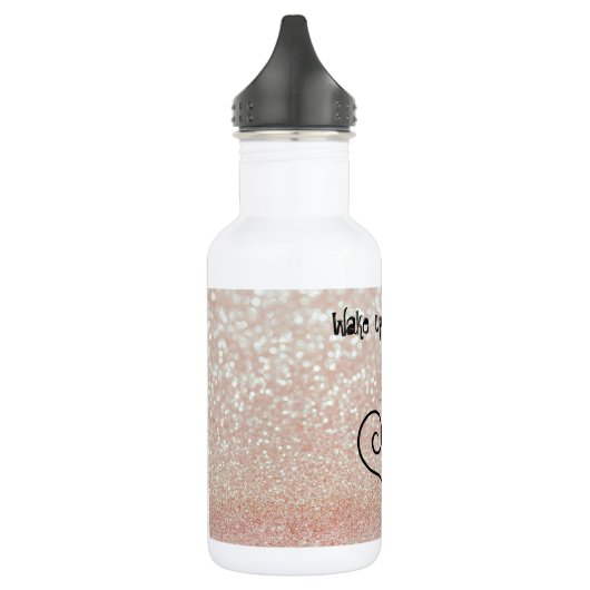 Whimsical Black Cat Glittery Wake up and make-up Waterfles (Links)