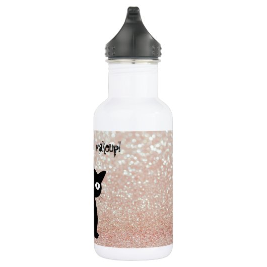 Whimsical Black Cat Glittery Wake up and make-up Waterfles (Rechts)