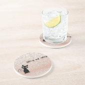 Whimsical Black Cat Glittery Wake up and make-up Zandsteen Onderzetter (Zijkant)