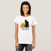 Whimsical Black Cat Halloween T-Shirt (Voorkant volledig)