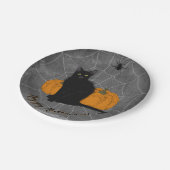 Whimsical Black Cat Happy Halloween Party Papieren Bordje (Gekanteld)