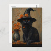 Whimsical Black Cat in olieverfstijl Briefkaart (Voorkant / Achterkant)