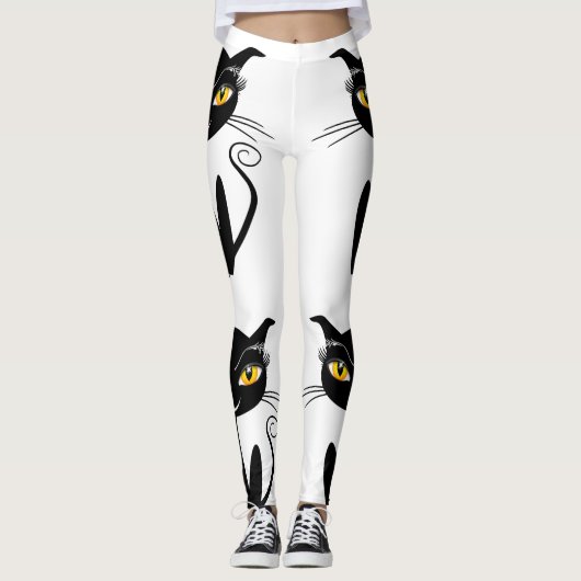 Whimsical Black Cat Leggings (Voorkant)