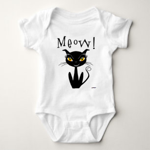 Whimsical Black Cat Meow! Romper