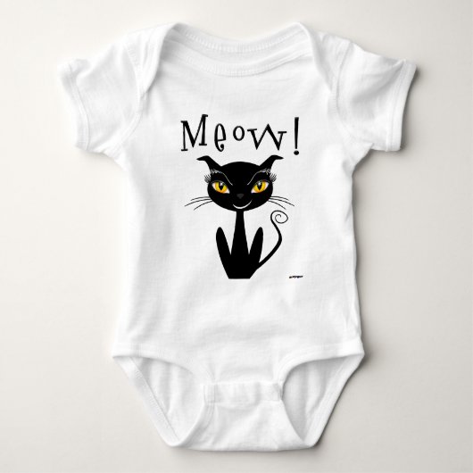 Whimsical Black Cat Meow! Romper (Voorkant)