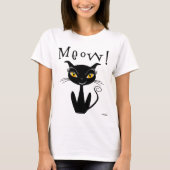 Whimsical Black Cat Meow! T-shirt (Voorkant)