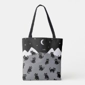 Whimsical Black Cat Night Tote Bag (Achterkant)
