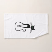 Whimsical Black Cat Piercing Green Eyes Handdoek (Handdoek)