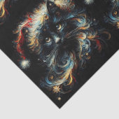 Whimsical Black Cat Santa Christmas Hat Decoupage Tissuepapier (Detail)