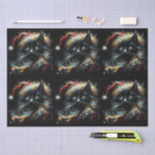 Whimsical Black Cat Santa Christmas Hat Decoupage Tissuepapier (Craft)