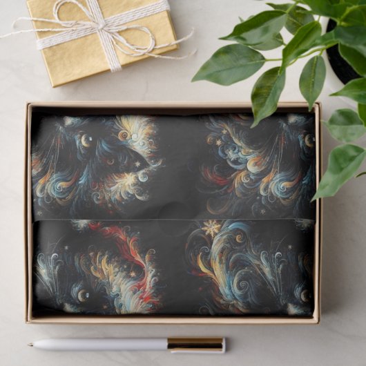 Whimsical Black Cat Santa Christmas Hat Decoupage Tissuepapier (Geschenk)