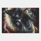 Whimsical Black Cat Santa Christmas Pet Decoupage Inpakpapier Vel (Voorkant)