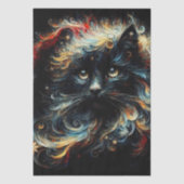 Whimsical Black Cat Santa Christmas Pet Decoupage Tissuepapier (Voorkant)