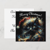 Whimsical Black Cat Santa Christmas Pet Seizoensge Feestdagenkaart (Voorkant / Achterkant)